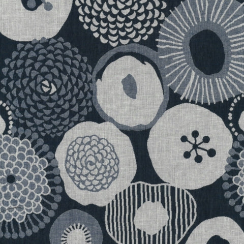 Kobayashi Ink Blue Flowers Jacquard