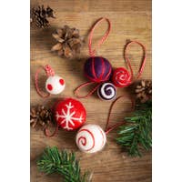 Christmas Baubles Felting Kit Red/White/Purple