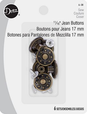 Jeans Batchelor Buttons 6ct. Antique Brass